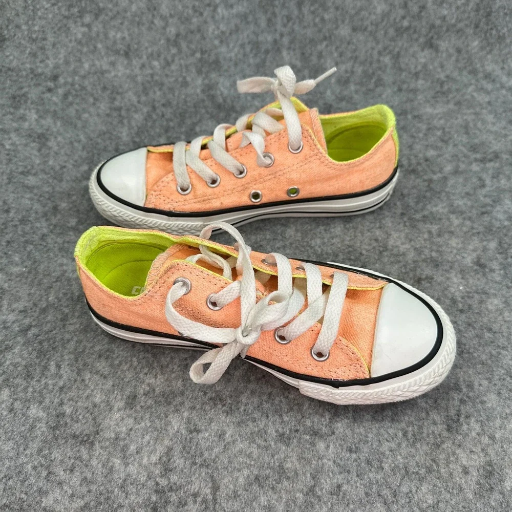 Converse Chuck Taylor All Star Junior 12 Neon Orange Yellow Low Top 637348F